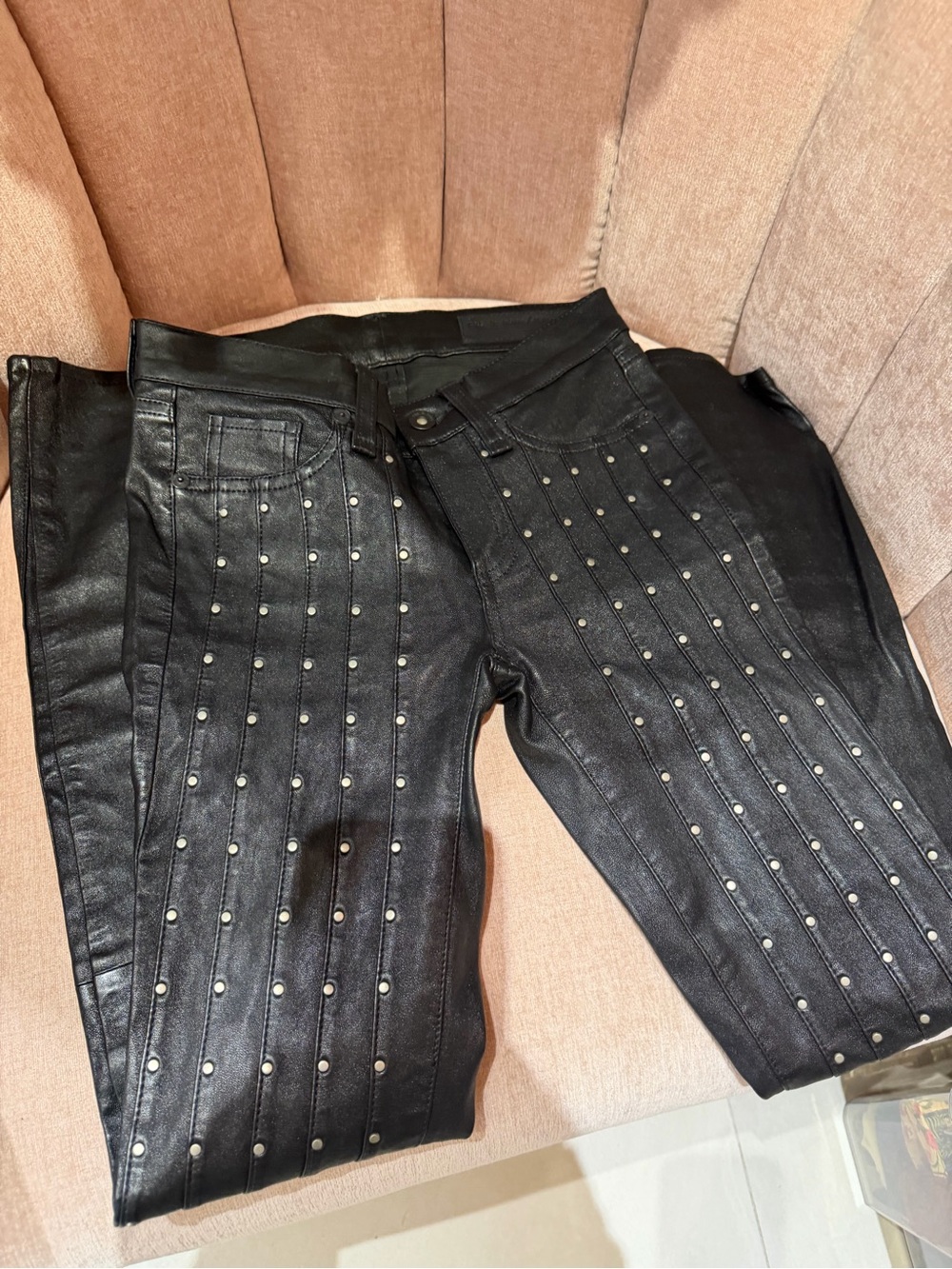100% Leather- Studded Women's Jeans 24